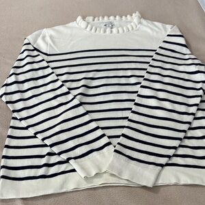 J. Crew Cream Ruffle Neck Sweater